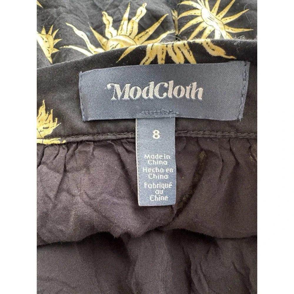 MODCLOTH DayTime Astrology‎ Sun Print Black Skirt Size 8 Celestial School - Picture 4 of 4